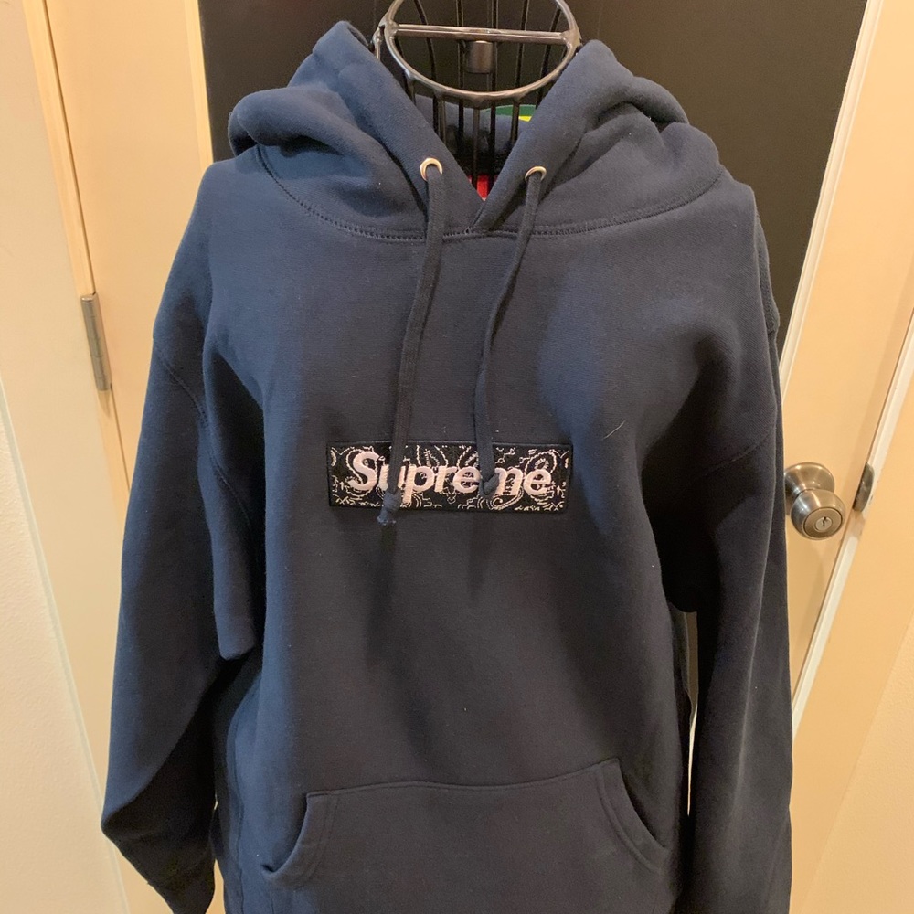Navy supreme bandana box logo hoodie